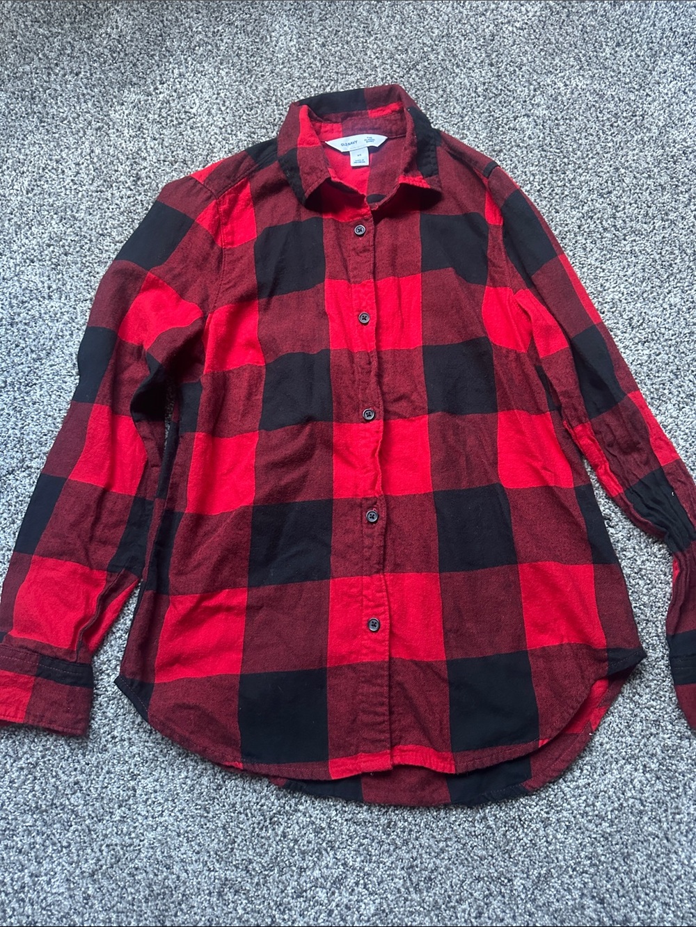Old Navy Red and Black Buffalo Plaid Button-Down Shirt